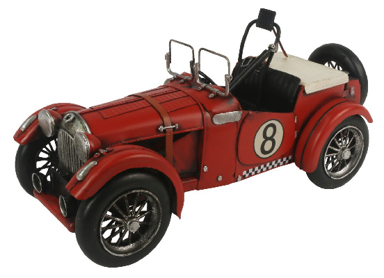 Repro Tin Red Racing Car With Hood Strap - Click Image to Close